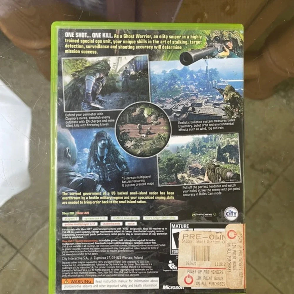 Sniper Ghost Warrior‎ Xbox 360 Game City Interactive Video Game Complete